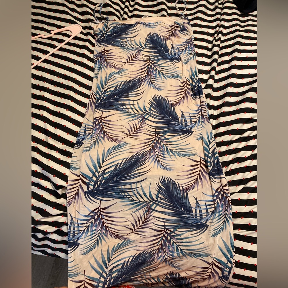 tropical vacation palm leaf dress